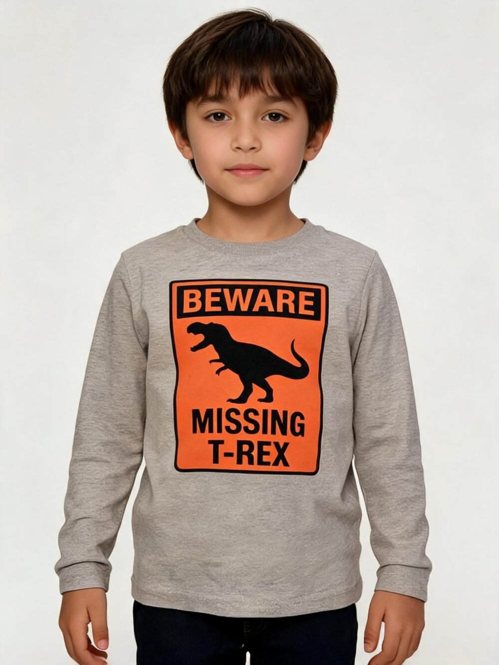 OshKosh Kids Gray T‑Rex Dinosaur Long Sleeve Shirt 6